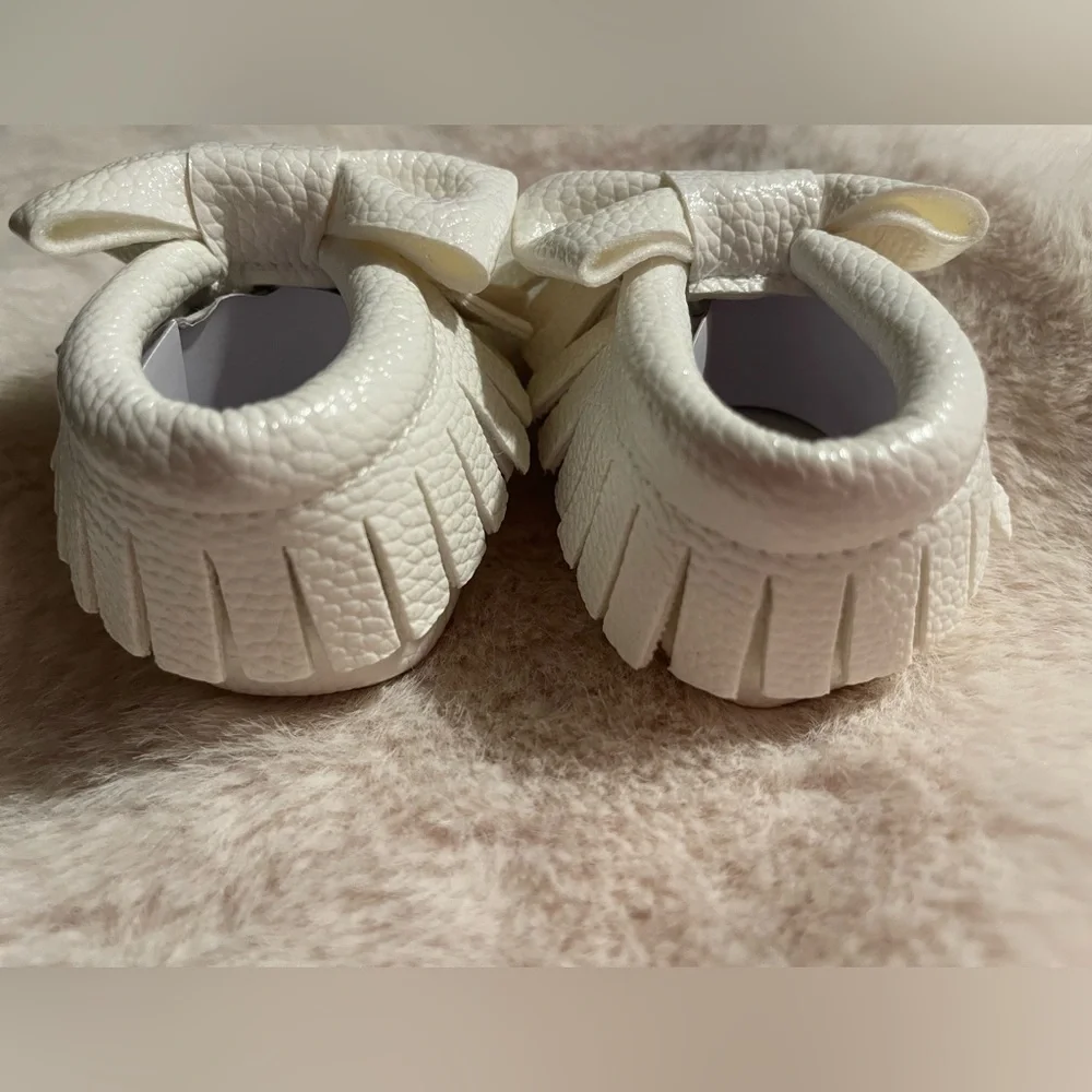 White Baby Moccasins with Bow